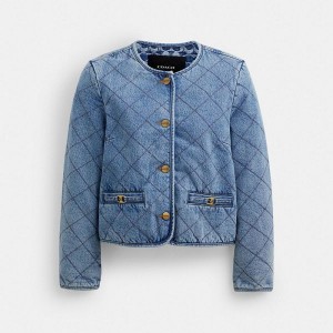 Dámské Bunda Coach Heritage C Quilted Denim In Organic Cotton Blankyt | 7048136-CZ
