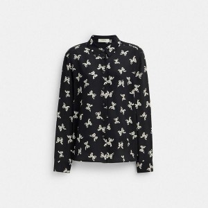 Dámské Halenka Coach Printed Černé | 8764305-CZ