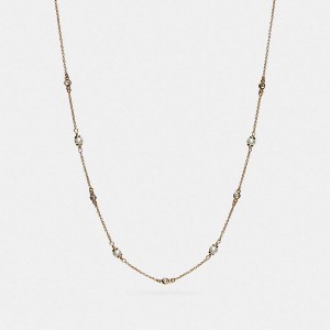 Dámské Náhrdelník Coach Classic Crystal Pearl Zlaté | 1054798-CZ