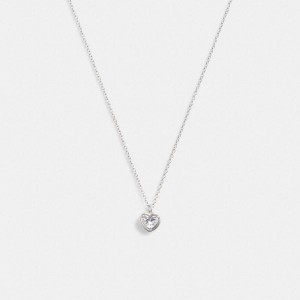 Dámské Náhrdelník Coach Halo Heart Pendant Stříbrné | 0318746-CZ