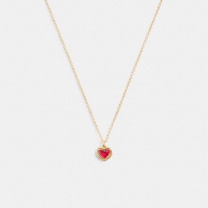 Dámské Náhrdelník Coach Halo Heart Pendant Zlaté Červené | 0721659-CZ
