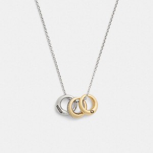 Dámské Náhrdelník Coach Mixed Metals Rondell Zlaté Stříbrné | 5430627-CZ