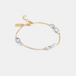 Dámské Náramek Coach Pavé Signature Chain Zlaté Stříbrné | 1240385-CZ