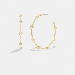 Dámské Náušnice Coach Classic Pearl Large Hoop Zlaté | 4581327-CZ