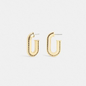 Dámské Náušnice Coach Large Stitched Chain Link Zlaté | 4321568-CZ
