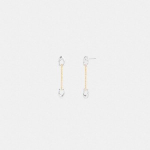 Dámské Náušnice Coach Pavé Signature Chain Linear Zlaté Stříbrné | 1476250-CZ