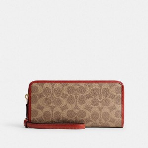 Dámské Peněženka Coach Essential Continental In Signature Canvas Hnědé Červené | 6405237-CZ