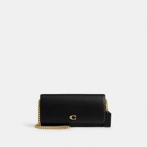 Dámské Peněženka Coach Evie Long With Chain Černé | 3158426-CZ