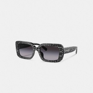 Dámské Sluneční Brýle Coach Signature Oversized Rectangle Stříbrné | 6085312-CZ