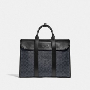 Pánské Crossbody Kabelka Coach Gotham Portfolio In Signature Canvas Černé Šedé Černé | 1498730-CZ