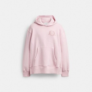 Pánské Mikina s Kapucí Coach Oversized Signature Crest In Organic Cotton Růžové | 1954760-CZ