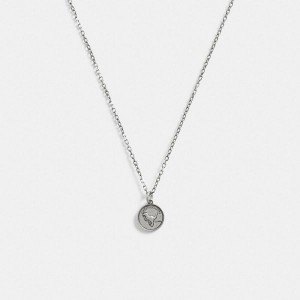 Pánské Náhrdelník Coach Sterling Coin Pendant Stříbrné | 9015348-CZ