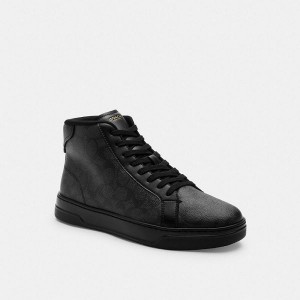 Pánské Tenisky Coach High Line High Top In Signature Canvas Šedé Černé | 9350146-CZ