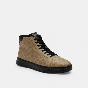 Pánské Tenisky Coach High Line High Top In Signature Canvas Hnědožlutý Černé | 4127089-CZ