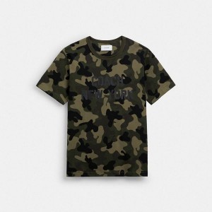 Pánské Tričko Coach Camo Print Maskáčové | 7109685-CZ