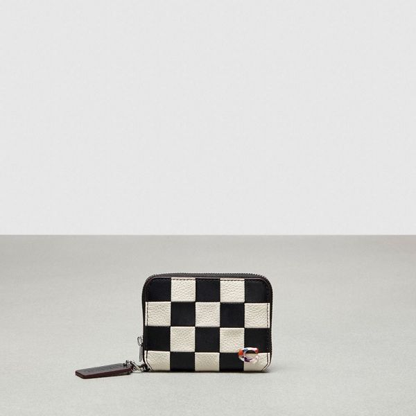 Coachtopia Peněženka Coach Zip Around Checkerboard Upcrafted Leather Černé | 8017423-CZ