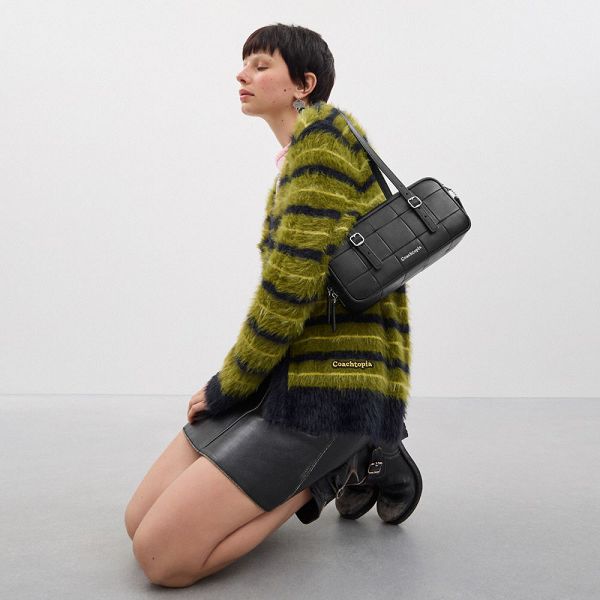 Coachtopia Podprsenkašny Coach Alter/Ego Checkerboard Upcrafted Leather Černé | 1675042-CZ