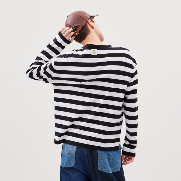 Coachtopia Tričko Coach Long Sleeve With Stripe Pattern Černé | 2017586-CZ