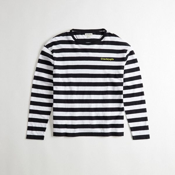 Coachtopia Tričko Coach Long Sleeve With Stripe Pattern Černé | 2017586-CZ