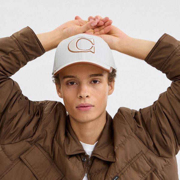 Dámské Baseball Caps Coach Leather Bílé | 7561042-CZ