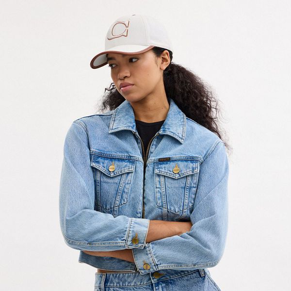 Dámské Baseball Caps Coach Leather Bílé | 7561042-CZ