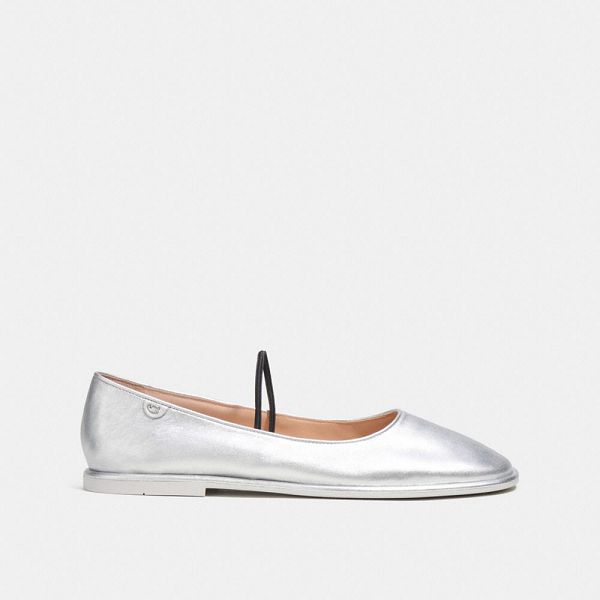 Dámské Boty Mary Jane Coach Emilia In Silver Metallic Stříbrné | 4185907-CZ