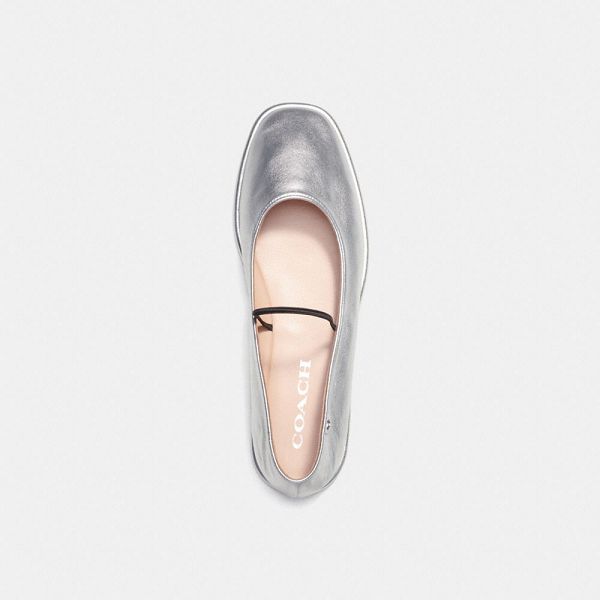 Dámské Boty Mary Jane Coach Emilia In Silver Metallic Stříbrné | 4185907-CZ