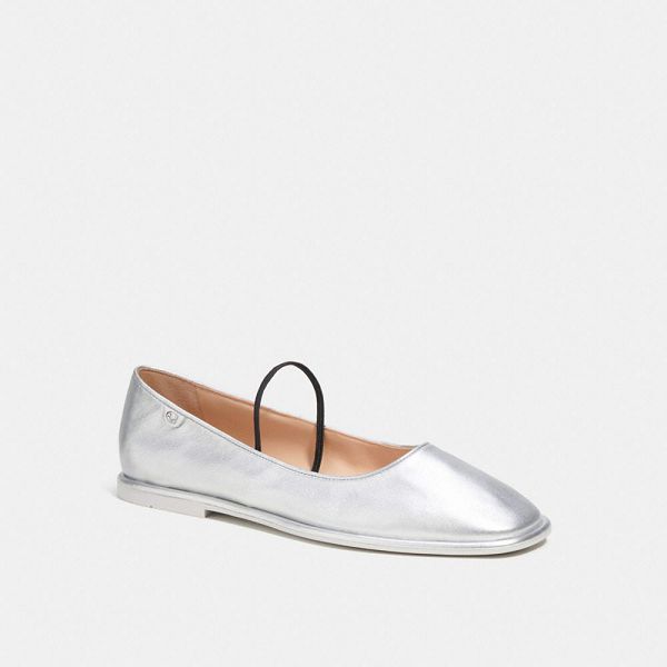 Dámské Boty Mary Jane Coach Emilia In Silver Metallic Stříbrné | 4185907-CZ