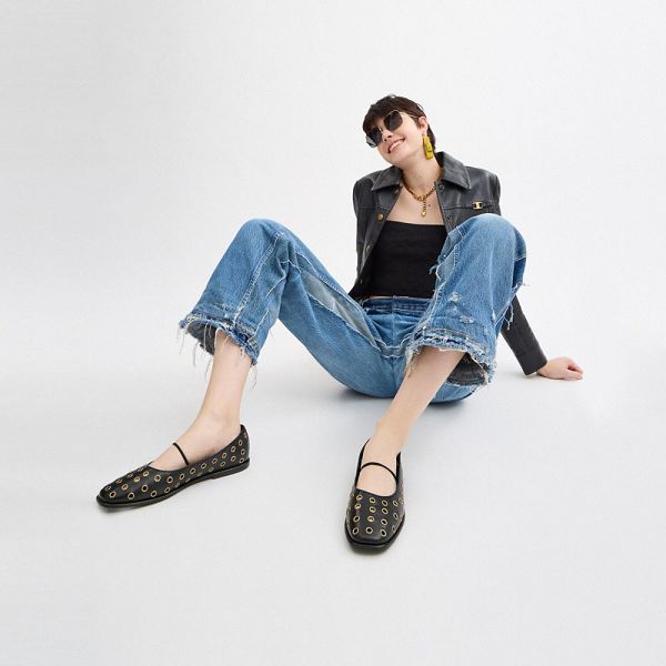 Dámské Boty Mary Jane Coach Emilia With Grommets Černé | 7642950-CZ