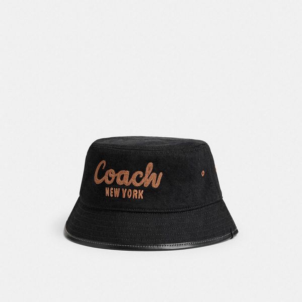 Dámské Bucket Klobouk Coach 1941 Embroidered Denim Černé | 5398014-CZ