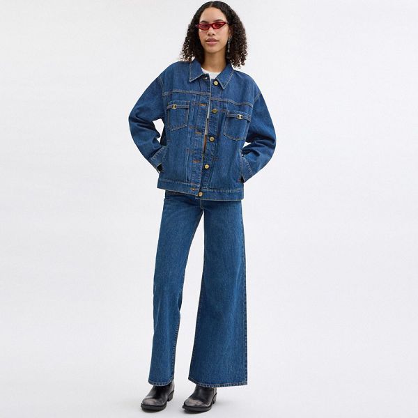 Dámské Bunda Coach Heritage C Denim Trucker Tmavě Blankyt | 4190365-CZ