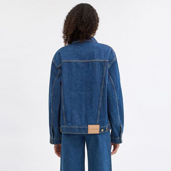 Dámské Bunda Coach Heritage C Denim Trucker Tmavě Blankyt | 4190365-CZ