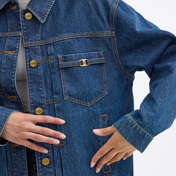 Dámské Bunda Coach Heritage C Denim Trucker Tmavě Blankyt | 4190365-CZ
