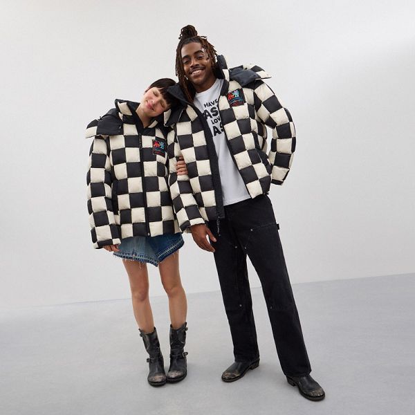 Dámské Bunda Coach Loop Puffer With Checkerboard Quilting Černé | 2310879-CZ