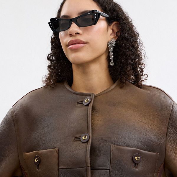 Dámské Bunda Coach Shearling Cardigan Tmavě Hnědé | 8025416-CZ