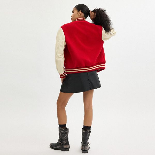 Dámské Bunda Coach Varsity Červené | 0143586-CZ