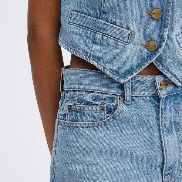 Dámské Džíny Coach Loose Fit Jeans Blankyt | 4206798-CZ