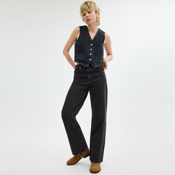 Dámské Džíny Coach Loose Fit Jeans In Organic Cotton Černé | 6518970-CZ
