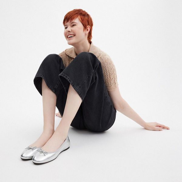 Dámské Flat Shoes Coach Abigail Metal Stříbrné | 0189732-CZ