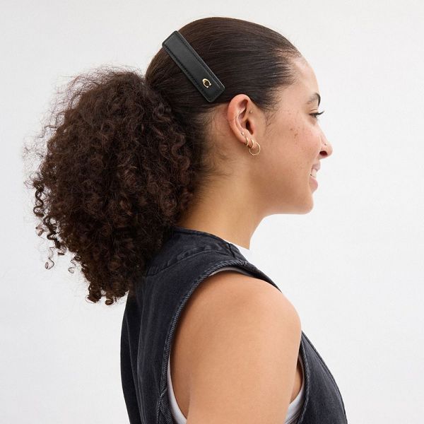 Dámské Hair Accessories Coach Signature Leather Černé | 5647802-CZ