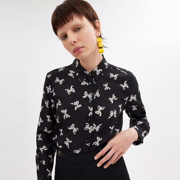 Dámské Halenka Coach Printed Černé | 8764305-CZ