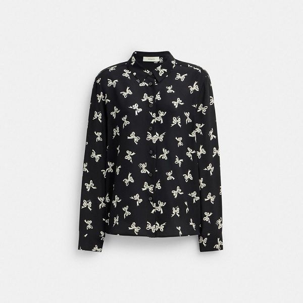 Dámské Halenka Coach Printed Černé | 8764305-CZ