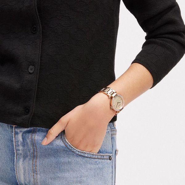 Dámské Hodinky Coach Cary 34 Mm Růžové Zlaté Světle Blankyt | 6283109-CZ