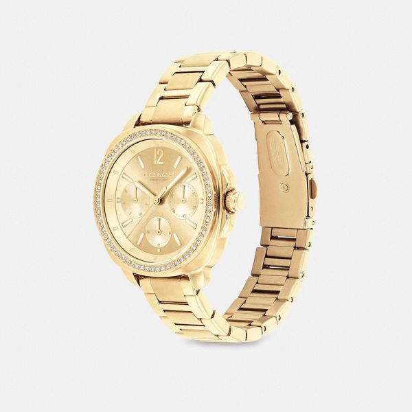 Dámské Hodinky Coach Kitt Chronograph 34 Mm Zlaté | 5918723-CZ