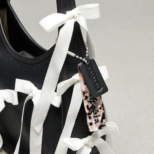 Dámské Kabelka Coach Ergo In Leather With Allover Bows Černé Bílé | 8136705-CZ