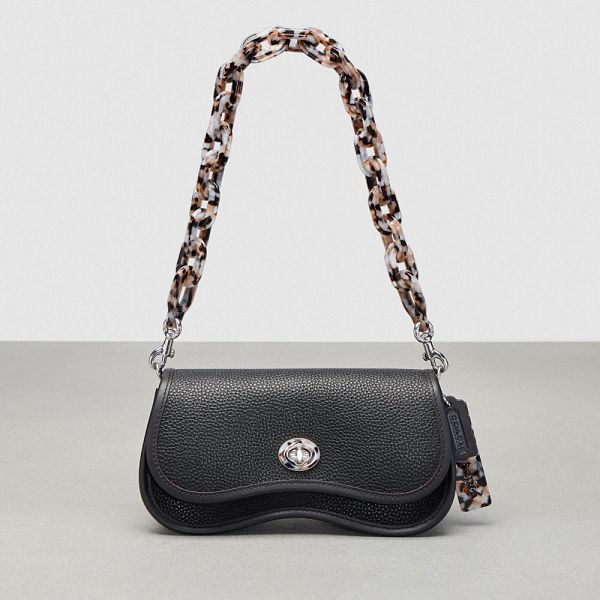 Dámské Kabelka Coach Wavy Dinky In Leather Černé | 4592307-CZ