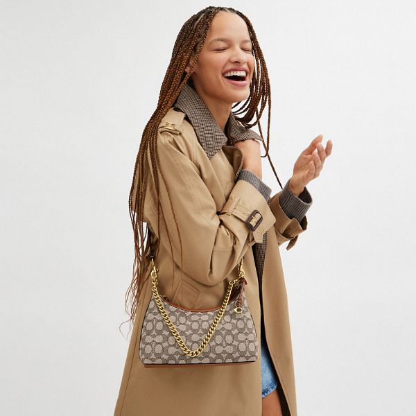 Dámské Kabelka přes Rameno Coach Juliet 25 In Signature Textile Jacquard Hnědé Zlaté | 6534091-CZ
