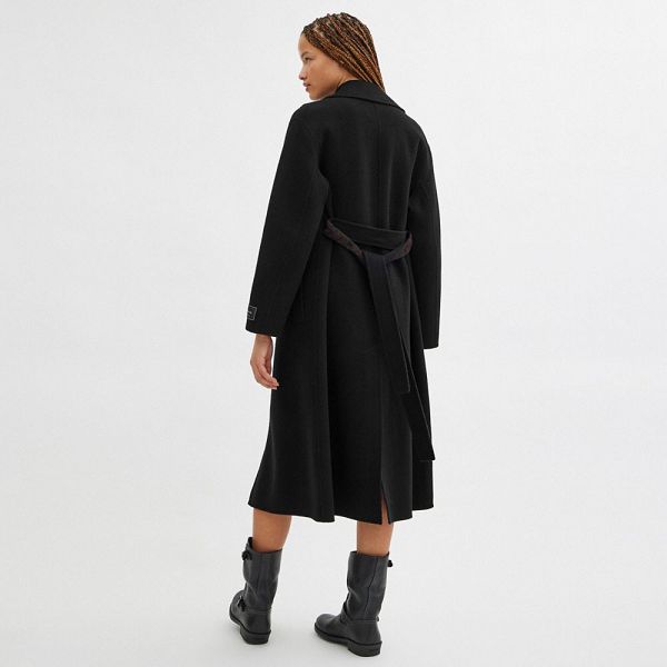 Dámské Kabáty Coach Long Wool Černé | 5816342-CZ