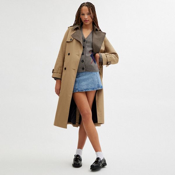 Dámské Kabáty Coach Mixed Material Trench Hnědožlutý | 8920561-CZ