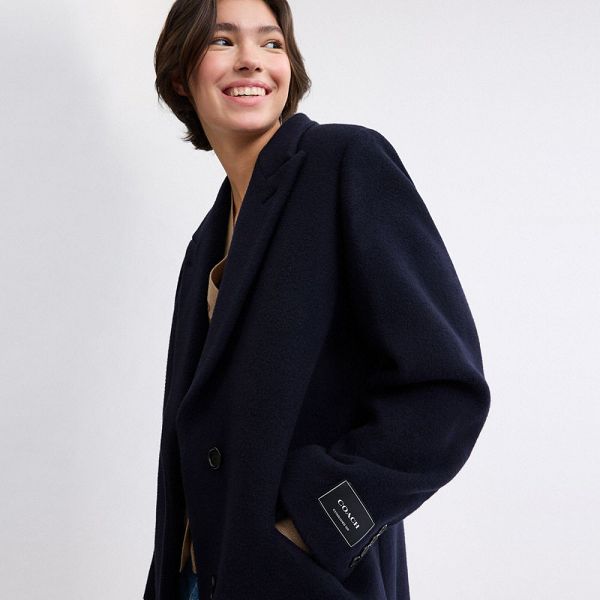 Dámské Kabáty Coach Oversized Wool Tmavě Blankyt | 2309647-CZ